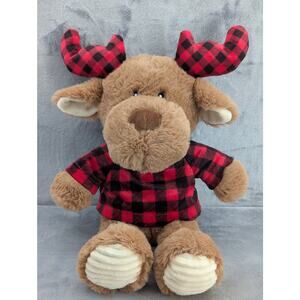 Spark Create Imagine Moose Red Black Plaid 15" Plush with a Rattle SOOO SOFT!!!